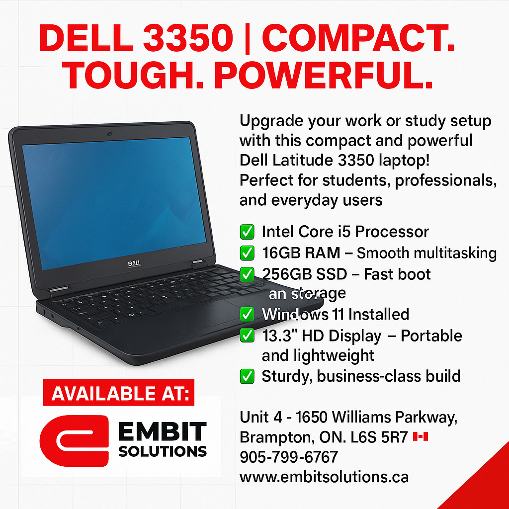 Dell Latitude 3350 💻 | i5 | 16GB RAM | 256GB SSD | Windows 11- Refurbrished